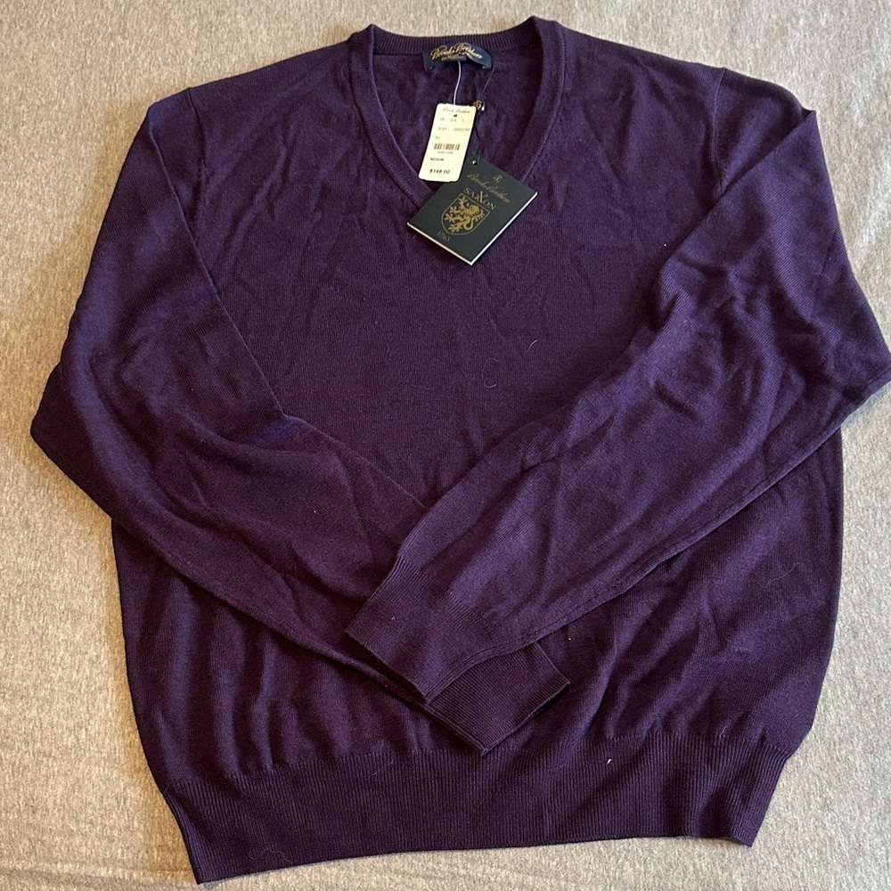 Brooks Brothers Deep Purple V-Neck Sweater